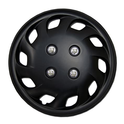 Set of 4 Matte Black Hubcaps 14" WSC-501B14 - Hub Caps Wheel Skin Cover