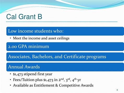 Have family income and assets below the established ceilings; PPT - Cal Grants Overview PowerPoint Presentation - ID:1990664