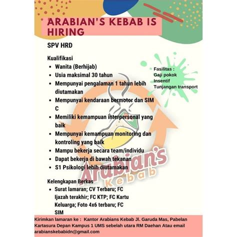 Info loker solo menjadi informasi lowongan kerja terbaru di solo. Lowongan Kerja Arabians Kebab di Solo - INFO LOKER SOLO