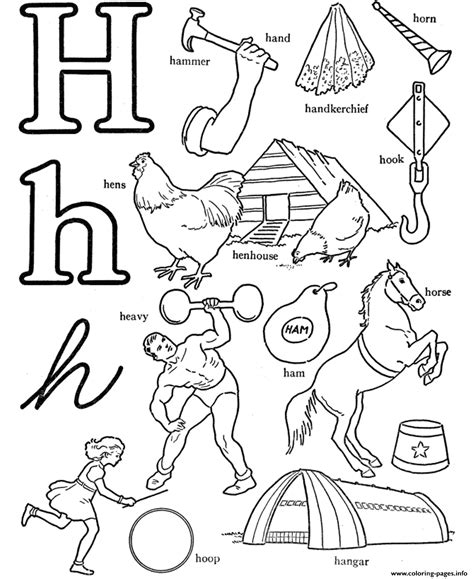 H · habitat · hadrosaurus · haiku · hail · hair · hairbrush · half · half moon Words Of H Alphabet S Printablee972 Coloring Pages Printable