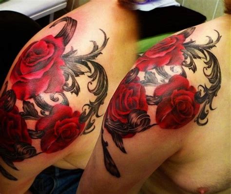 Gentle shoulder name tattoo with flowers. 81 Amazing Flowers Shoulder Tattoos