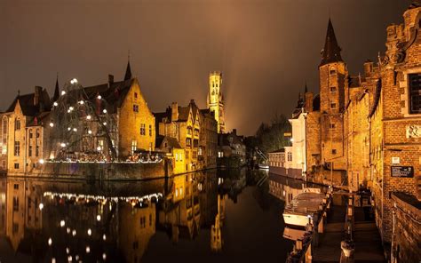 Бельгия (1080p hd) ✪ бельгия. Обои Огни ночного Брюгге, Бельгия / Brugge, Belgium на ...