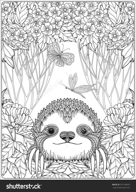 By best coloring pagesaugust 4th 2019. cute sloth in forest coloring page for adults ...