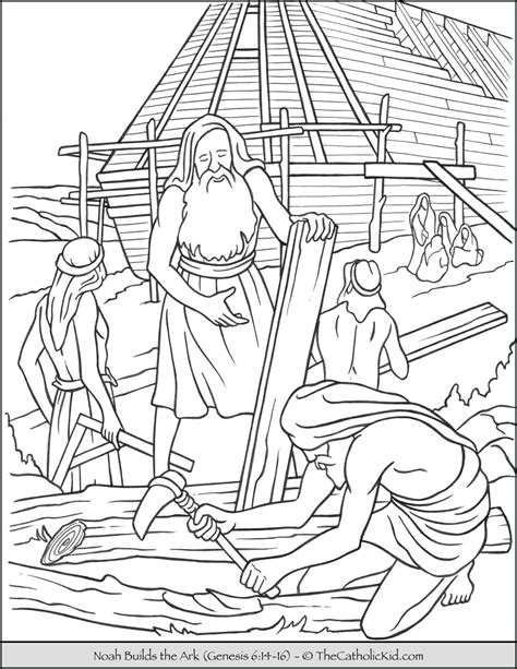 Click on each small picture to view full picture. Noah Building The Ark Coloring Page - TheCatholicKid.com