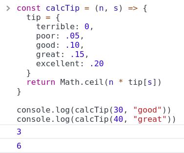 Ceil is static method that takes only one parameter and return rounded up value. JavaScript: Tip Calculation: Math.ceil(), hash table | by ...