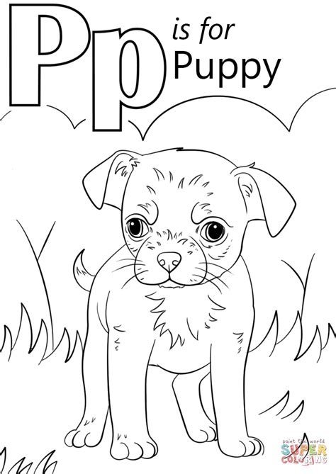 It doesn't matter if they can't yet read it, they can. Letter P is for Puppy coloring page | Free Printable ...