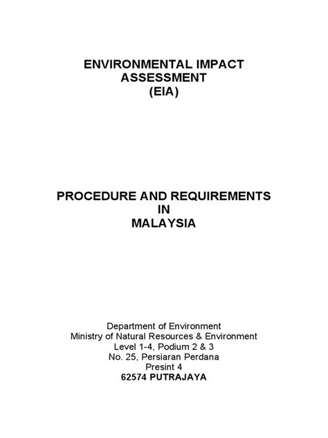 Environmental impact assessment in malaysia p. EIA Procedure and Requirements in Malaysia | Environmental ...