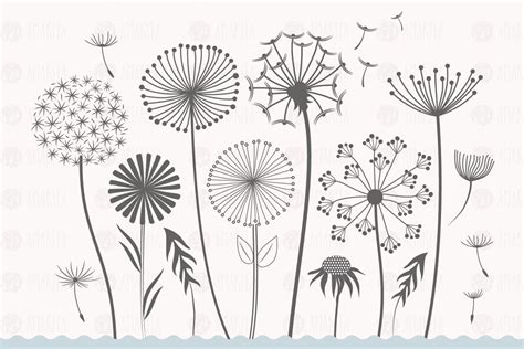 Blue floral machine embroidery design. dandelion flower clipart | Custom-Designed Illustrations ...