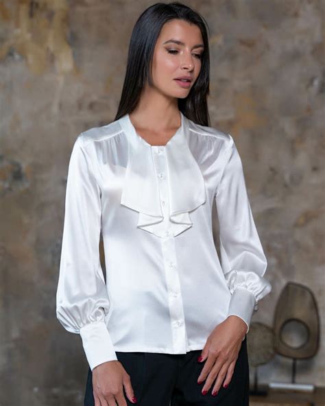 White satin, white amateur, ruffles, ruffled, ruffle, satin blouse. Blouse Love in 2020 | Beautiful blouses, Blouse, Satin blouses