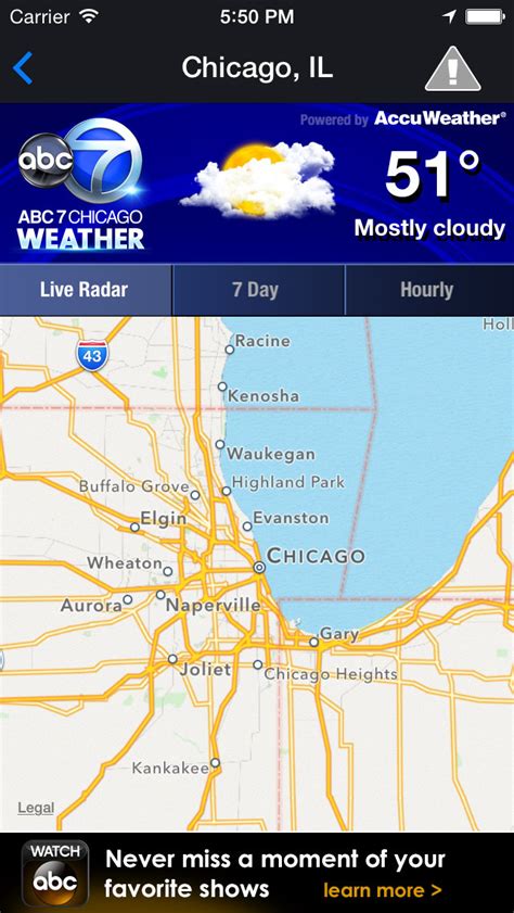 Temperature, wind, pressure, probability of precipitation. App Shopper: ABC7 Chicago Weather (Weather)