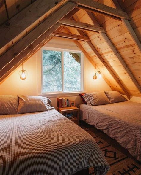 A small wooden bedroom attic has everything one needs from a small bed, storage spaces as well as a working area. Pin by marwa sami on interiors | Attic bedroom small ...