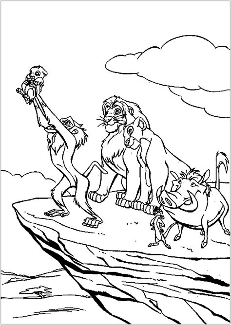 This animal coloring page features a male and female lion going on a stroll through the desert. Kleurplaten Disney Lion King | Boerderij Kleurplaat