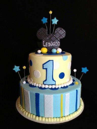 Seamless pattern with hand drawn sweets and souvenirs from february 2, 2020: 1st Birthday Mickey Mouse Cake I made for a little boy ...