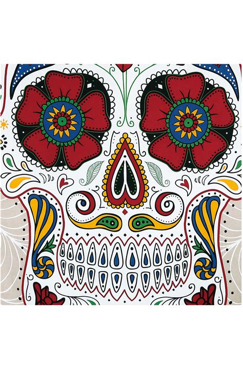 Seamless pattern with calavera sugar skull black cats in mexican style for holiday the day of the dead, dia de muertos. 3D Sugar Skull Tapestry 60x90 White - Psychonaut