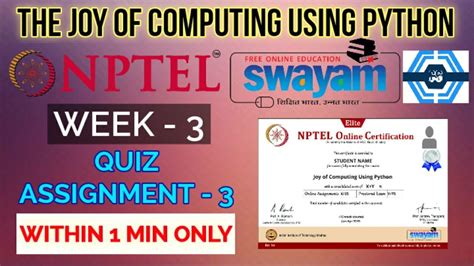 Computation may someday be organized as a public utility. The Joy Of Computing Using Python - NPTEL || WEEK 3 QUIZ ...