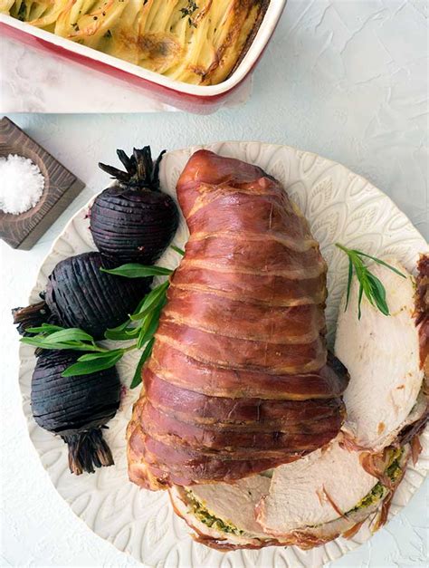 Crispy skin, tender meat, well seasoned, and so delicious you'll wonder why you. Prosciutto Wrapped Turkey Breast with Tarragon Citrus ...