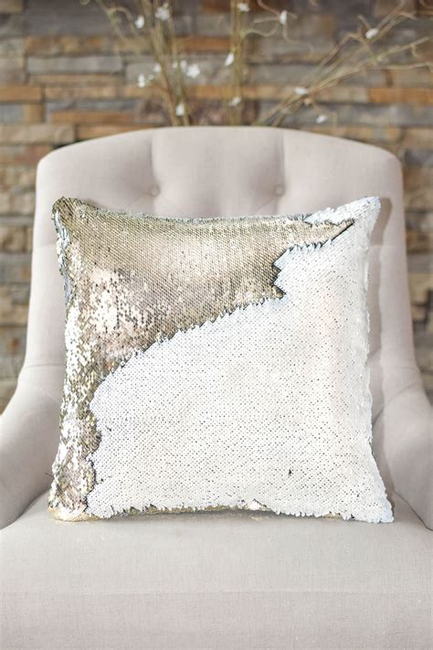 Shop white/gold reversible sequin fabric for $22.25 per yard at onlinefabricstore. White & Gold Reversible Sequin Mermaid Pillow *Top Gift ...