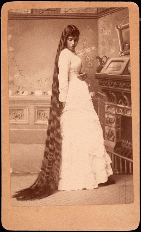 Simply pull your curls back into a high ponytail that has a middle parting. 17 Interesting Vintage Portraits of Long Hair Victorian ...