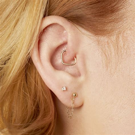 Gold Daith Heart Earring - STONE AND STRAND