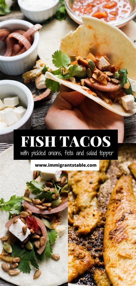 Garnish with sliced avocado, cotija, remaining cilantro and lime wedges. At the Immigrant's Table: Pink fish tacos with pickled ...