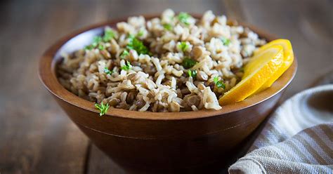 Transform a bowl of brown rice into a middle eastern salad with the addition of chickpeas, mint, cumin and dates. Spiced Lentils and Rice | FatFree Vegan Kitchen | Spiced ...