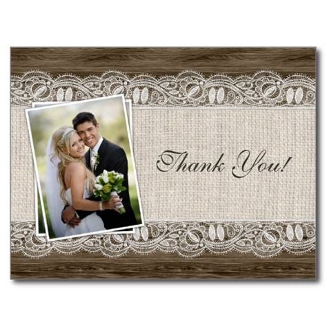 Maybe you would like to learn more about one of these? Rustic Wedding Thank You Photo Cards Burlap & Lace | Zazzle.com | Wedding thank you cards ...