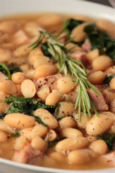 It's economical quick and yummy! bissy notes that while canned beans make this hearty main dish a fast fix, you can say money by soaking and cooking dry beans instead. Tuscan White Bean Soup with Ham | Recipe | White bean soup ...