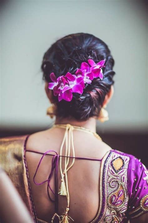 Sep 19, 2021 · bridal hairstyles with flowers. Indian Bollywood orchids purple Sangeet Gajra, Flower band ...