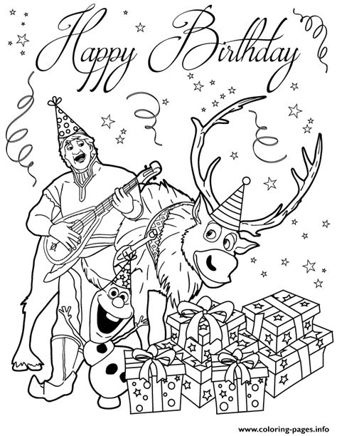 This awesome book comes with so many different pages to. Kristoff Sven And Olaf Having Bday Party Colouring Page ...
