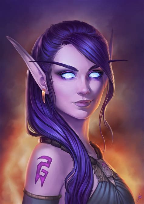 Maybe you would like to learn more about one of these? Adorable Void Elf girl portrait: WOW character digital art ...