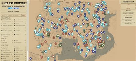 Multilanguage interactive map for red dead redemption 2 with all achievements, point of interesst,secrets, animals, legendary animals, gangs, plants, fish, legendary fish, cigarette cards, robberies, treasure hunts, completion task, dinosaur bones, rock cavings and honor missions. This Red Dead Redemption 2 Interactive Map Helps With ...