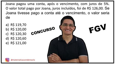 O concurso oferece vagas para o cargo de oficial de justiça, classe o, conforme consta do edital. PORCENTAGEM - QUESTÃO DE CONCURSO - FGV - YouTube