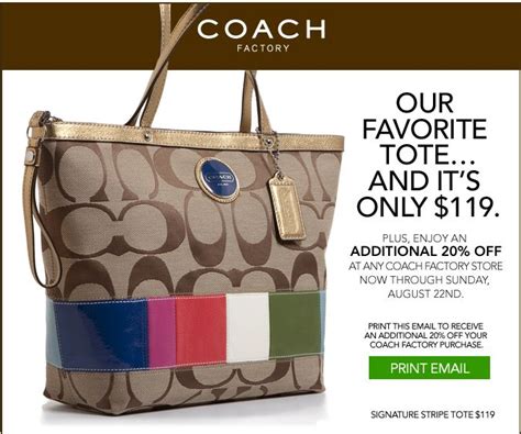 Coach Canada Factory Store Printable Discount Coupon Save an Extra 20% ...