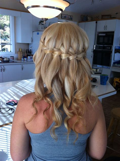 Pin by candice zehnder on the simple things ball hairstyles homecoming hairstyles beautiful hair. Waterfall braid with curls! | Waterfall braid with curls ...