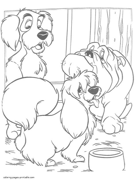 Lady and the tramp coloring pages on coloring. Scamp, Peg and Bull coloring page || COLORING-PAGES ...