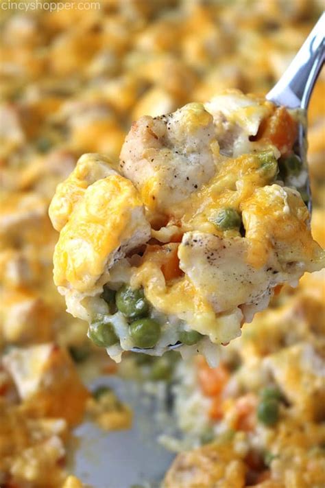 Three chicken and rice casserole recipes, each made using chicken thighs and incorporating a wide range of flavours. Cheesy Chicken and Rice Casserole - CincyShopper