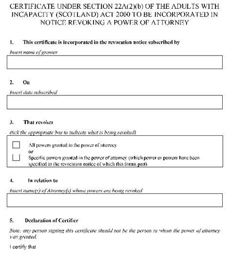 Power of attorney is a designation that is given for another person to act in their place. The Adults with Incapacity (Certificates in Relation to ...