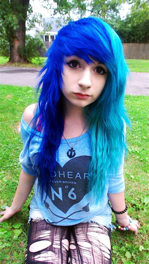 Watch cool free blue hair hd porn videos at porn00. dark and light blue hair | Emo scene hair, Love hair ...