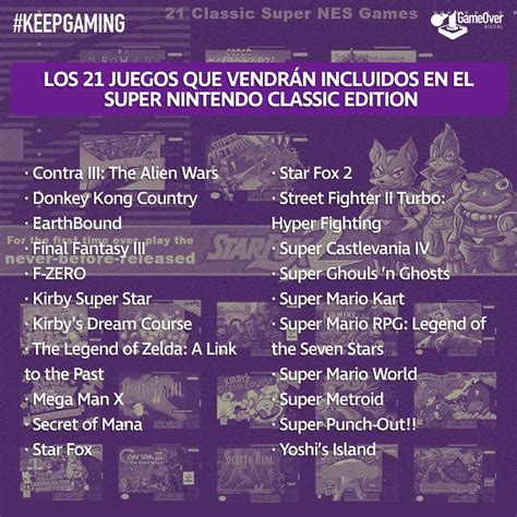Incluye dos mandos super nes classic. 21 juegos de SNES que llegarán al Super Nintendo Classic Edition! #MiniSNES #ClassicEdition # ...