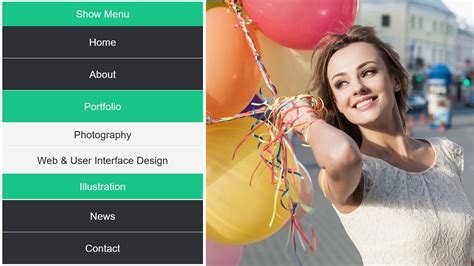 Visually generate a css responsive menu, this generator will help you design a css3 menu for your website, you can update any property and. Responsive Navigation Menu Bar Tutorial with HTML5 and ...