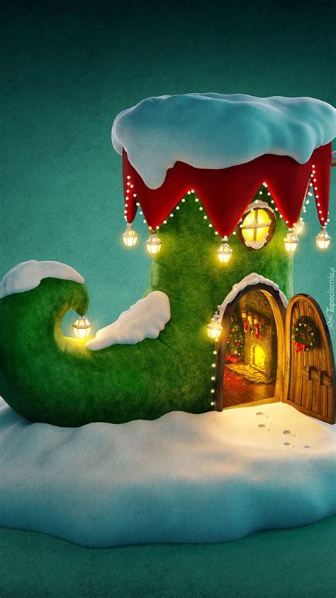 Świąteczny domek w bajkowym bucie - Tapeta na telefon | Wallpaper ...