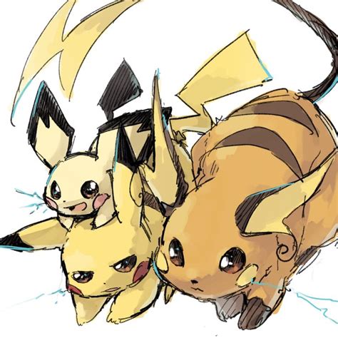 She's so friendly, that she is always eager to share any berries she has picked with her friends. Pichu, Pikachu y Raichu | Pichu, Dibujos de pokemon, Pokemon