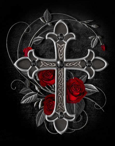 Cz duchajda růže liparfum (rosa). Roses and Cross | Gothic rose, Rose art, Cross art