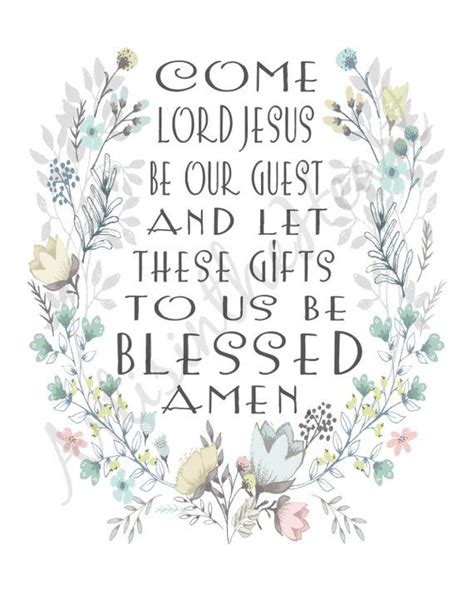 God is great, god is good; Christian Prayer Print Come Lord Jesus Be Our Guest wall ...