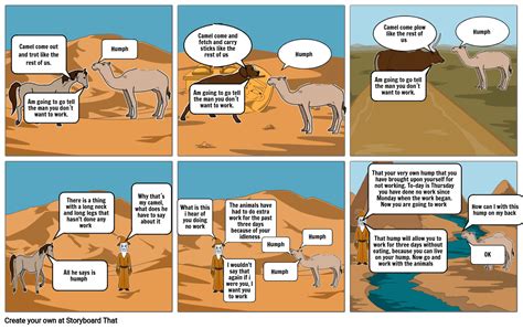 Hump day is a commercial while caleb announces hump day in the office. HOW THE CAMEL GOT HIS HUMP Storyboard by 8953c943