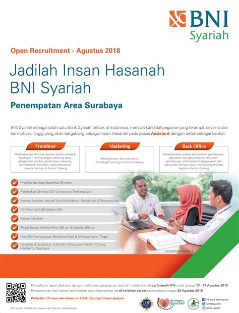 Ada perusahaan yang sedang membuka kesempatan lowongan kerja di daerah parepare, supervisor marketing, staf administrasi, dealer relationship head dan banyak lagi melalui indeed.com. Lowongan Kerja Online PT Bank BNI Syariah Tbk - REKRUTMEN LOWONGAN KERJA BULAN JUNI 2020