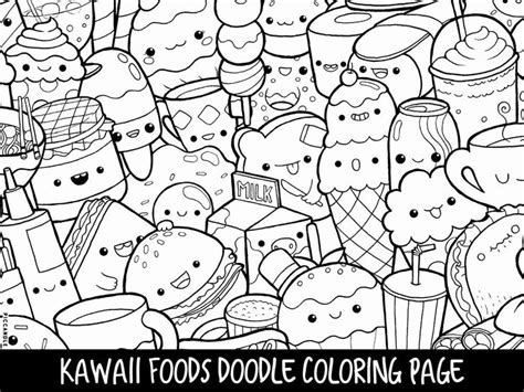 Kawaii kitty coloring page from cats category. Kawaii Coloring Pages Printable Elegant Foods Doodle ...