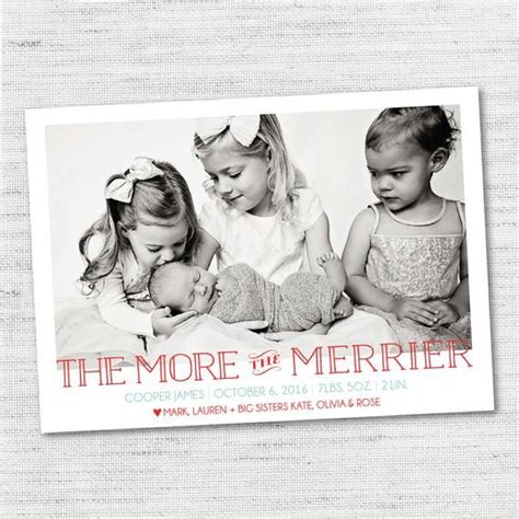 This sweet christmas card features a grandma with her granddaughter, making cookies and enjoying time spent together. Instant Download - Editable - The More The Merrier Christmas Birth Announcement | Christmas ...