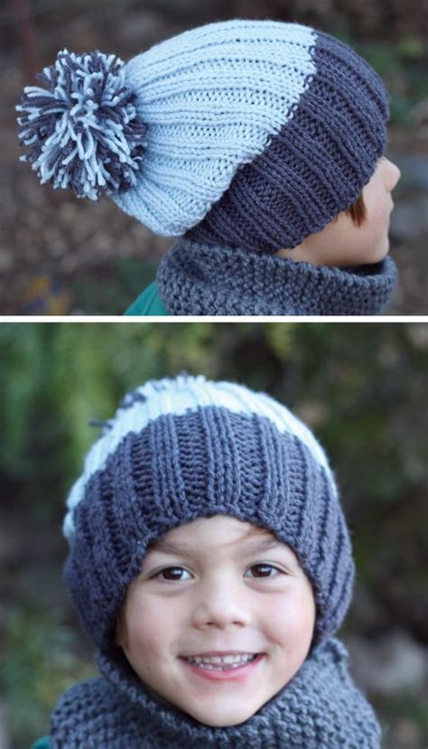 This adorable project knits up quickly using bulky yarn and basic stitches. Free Pattern: Simple Ribbed Knit Hat: | Knitted hats ...