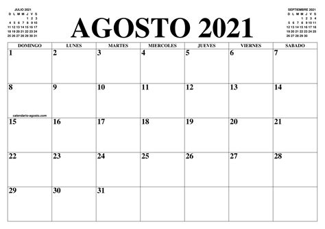 Calendarios prácticos, versátiles y personalizables para agosto de 2021 con plantillas para word, excel y pdf. CALENDARIO AGOSTO 2021 : EL CALENDARIO AGOSTO 2021 PARA ...